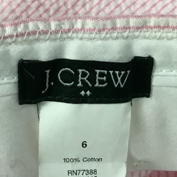 J. Crew Seersucker Mini Skirt Tailored Nautical Pink White Stripe Pockets sz 6 - Picture 6 of 7